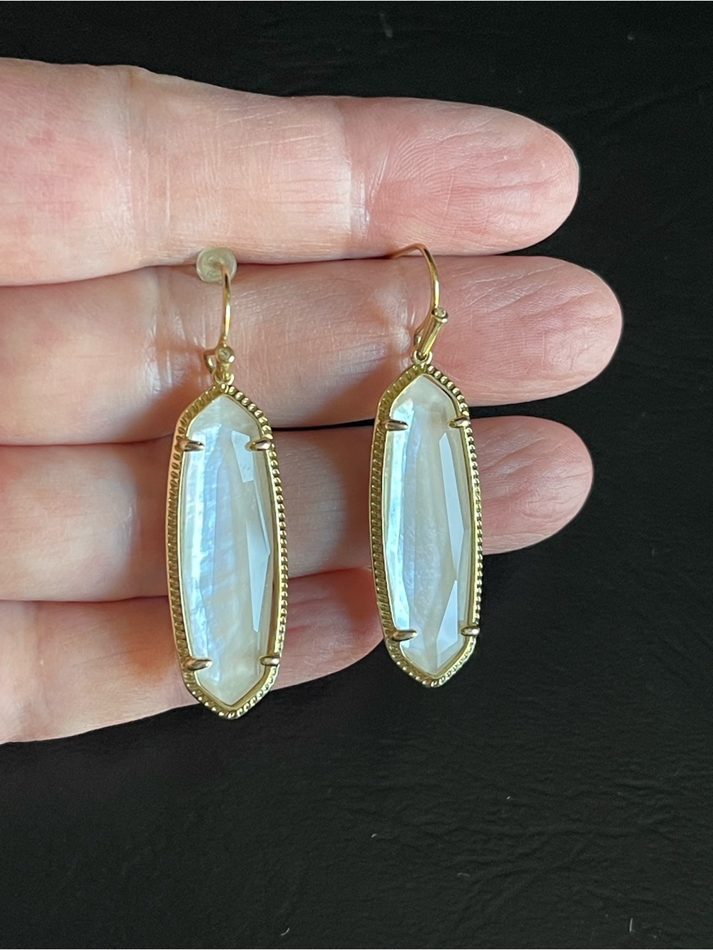 Kendra Scott Rayne Gold Drop Earrings with White Shell - Picture 6 of 8